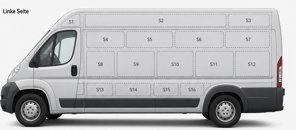 Transporter Linke Seite mit Werbeflächen